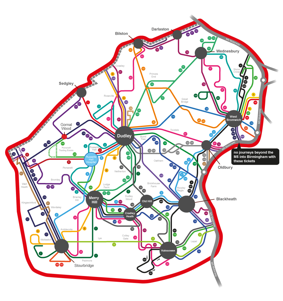 Sandwell & Dudley low fare zone map